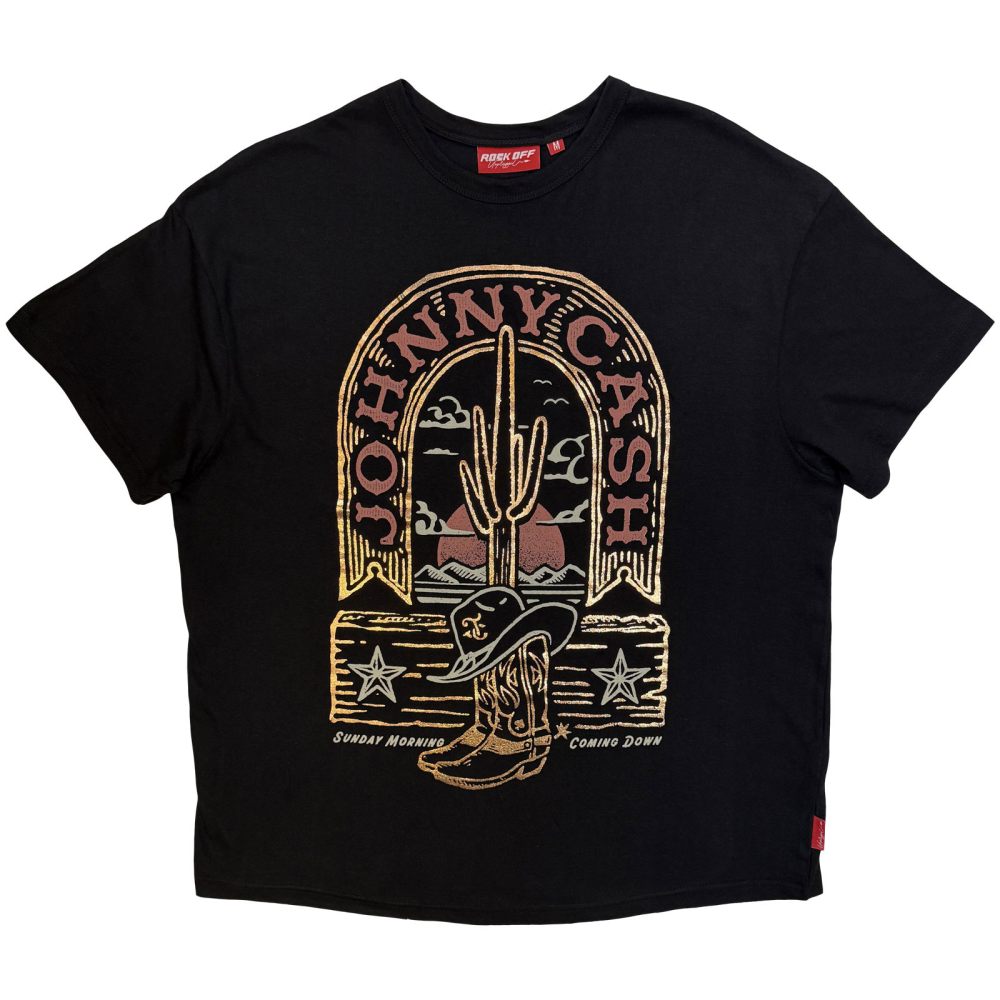 Johnny Cash - Unplugged Sunday Morning Ladies Tshirt - Black